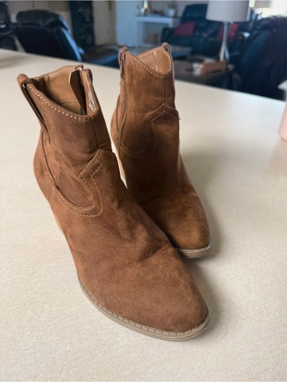 Women's Suede Ankle Boots in Brown Size 7